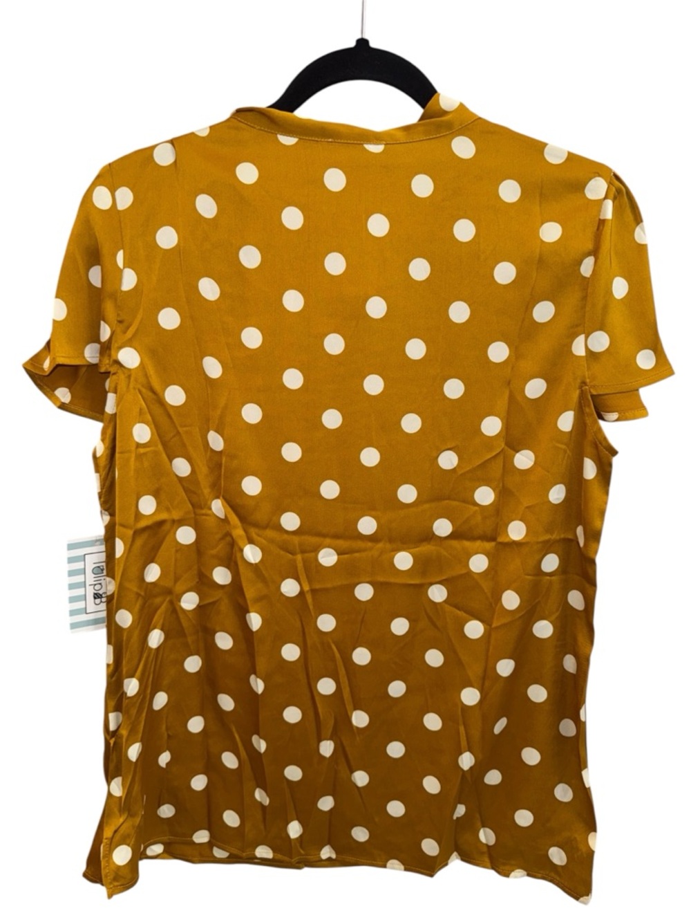 Tulip B Mustard Polka Dot Tie-Neck Blouse - Picture 2 of 6